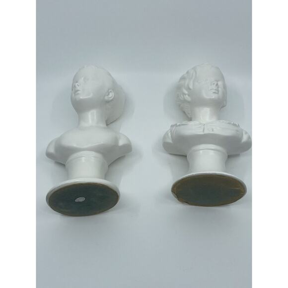 National Potteries Co Pair Statues Girl Boy Bust Japan Set of 2 Napco - Picture 12 of 12